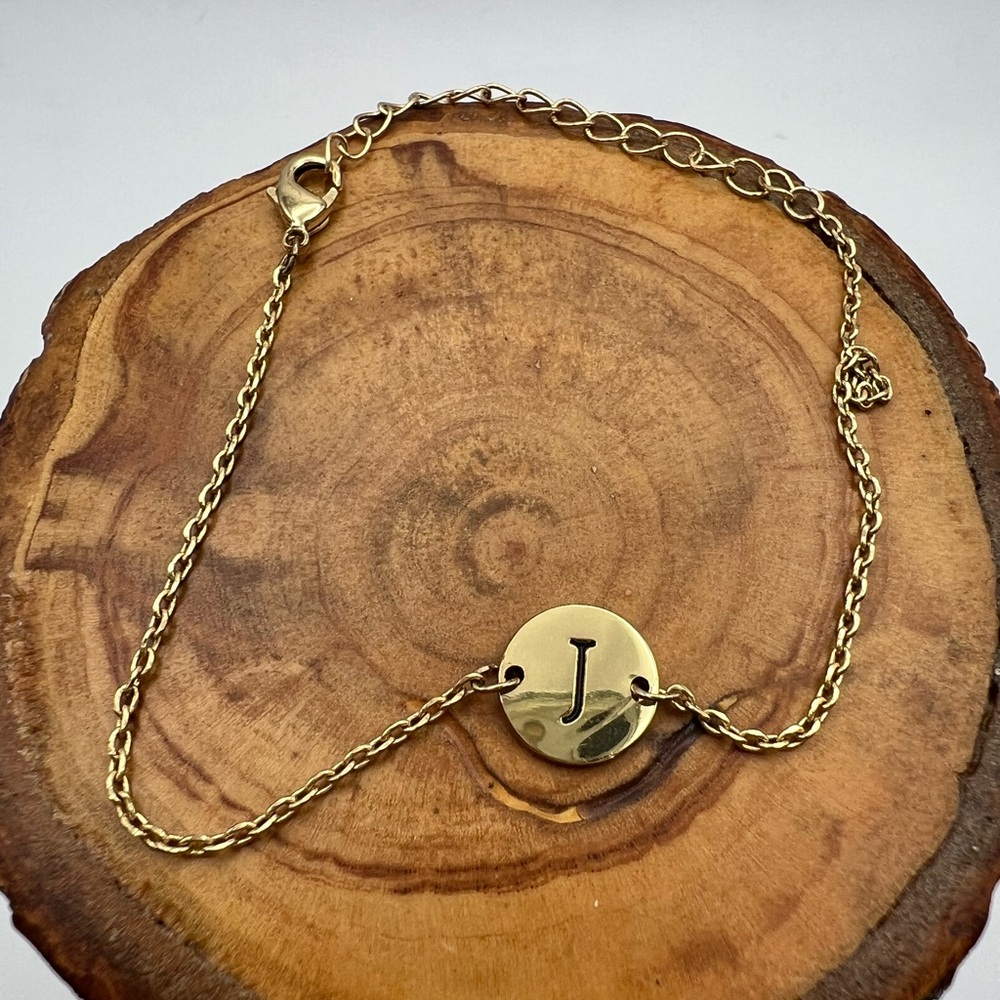 Gold J Initial Bracelet